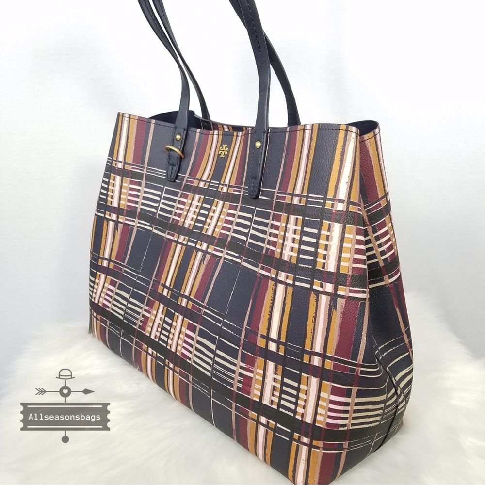 Tory Burch Kerrington Square Tote Philly Plaid Bag - Picture 5 of 8